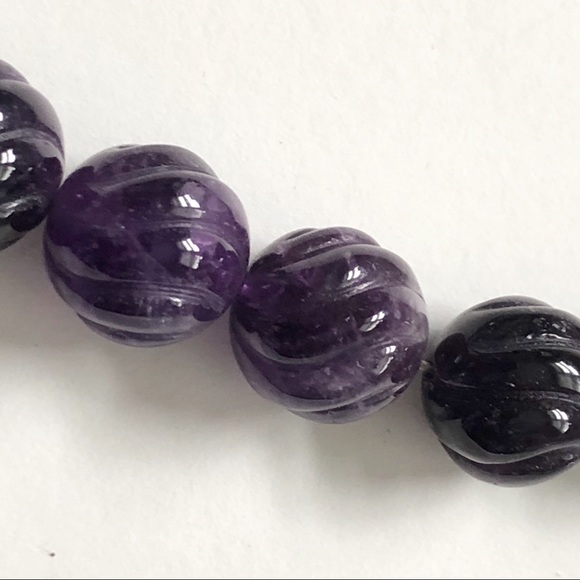 Desert Rose Trading Carved Amethyst Bead Sterling Silver Necklace - Picture 9 of 13